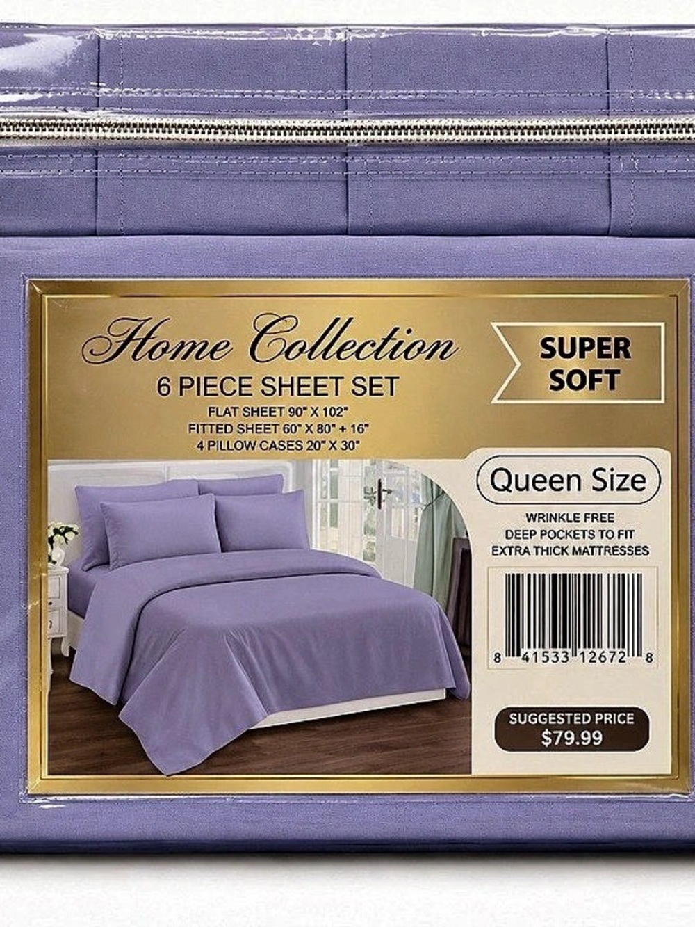 Home Collection 6 Piece Sheet Set Queen Size Purple New